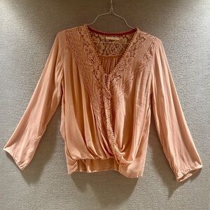 Hint of Mint Apricot Lace Women's Blouse